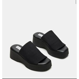 Steve Madden VTG 90’s Slinky Sandal Platform Shoe Size 8 Black Stretch Y2K